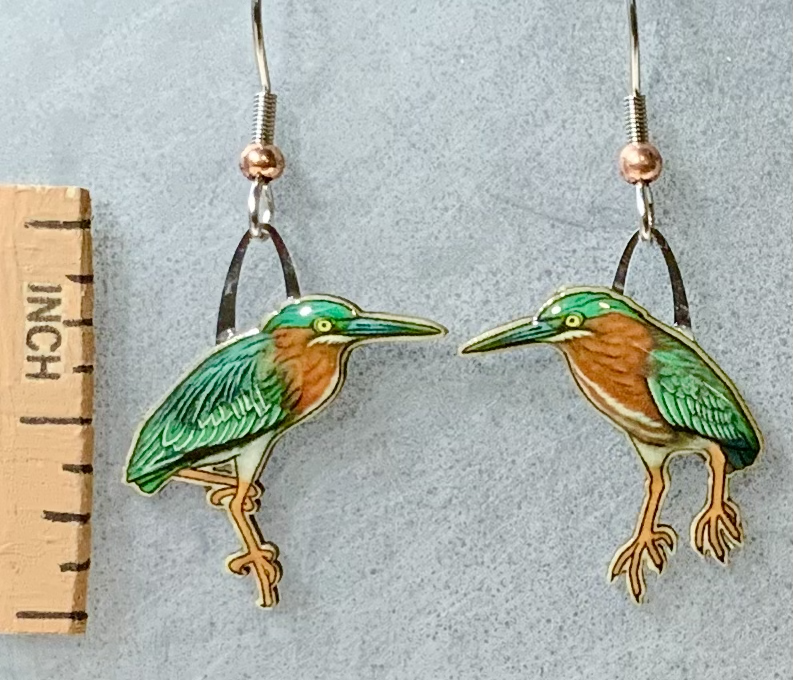 Green Heron Earrings