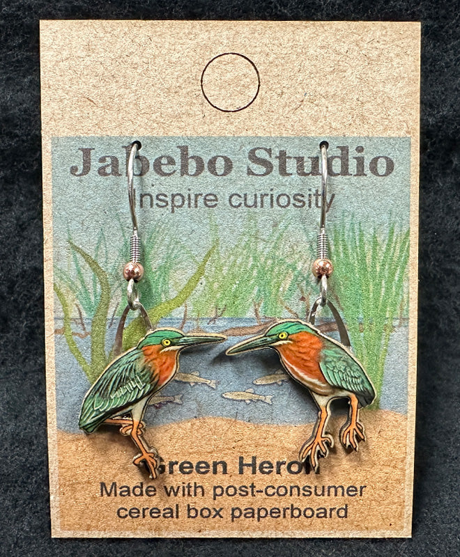 Green Heron Earrings