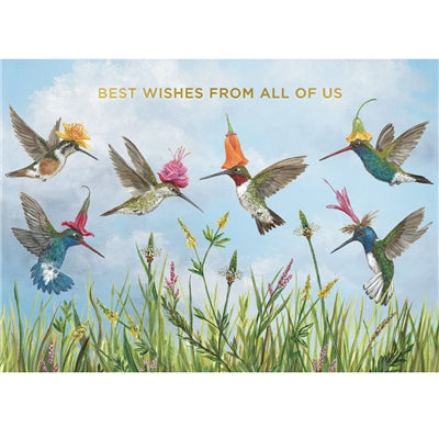 Best Wishes Hummingbirds Card with foil - 5" x 7"