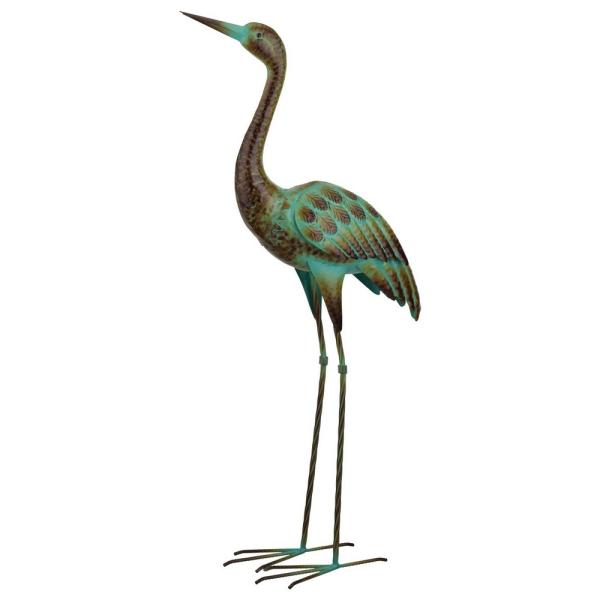 Green Patina Crane Decor