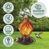 Sunburst Sipper Recycled Handblown Glass Hummingbird Feeder 13oz