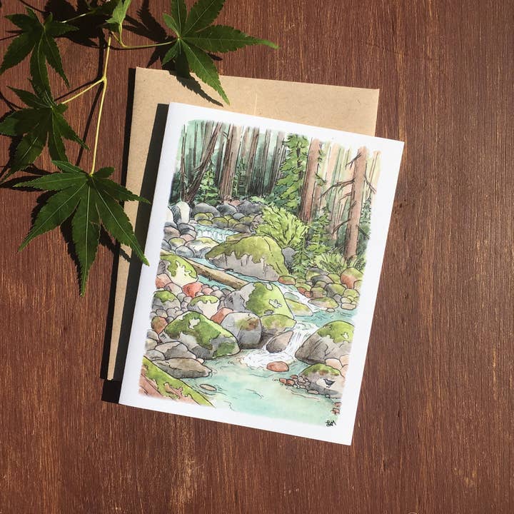 Buck Creek Nature Sketch Greeting card, 100% recycled paper