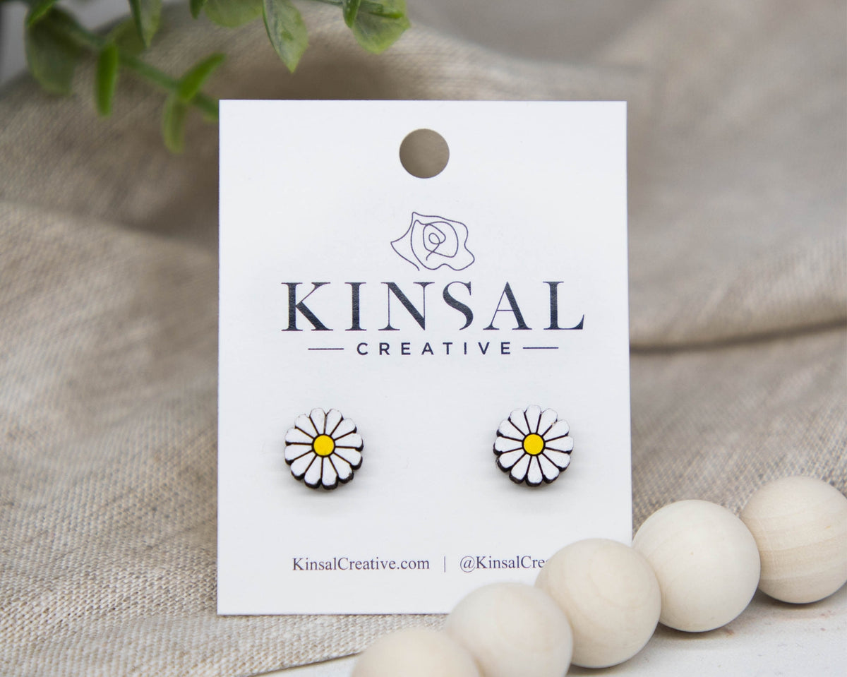 Daisy Wood Stud Earrings