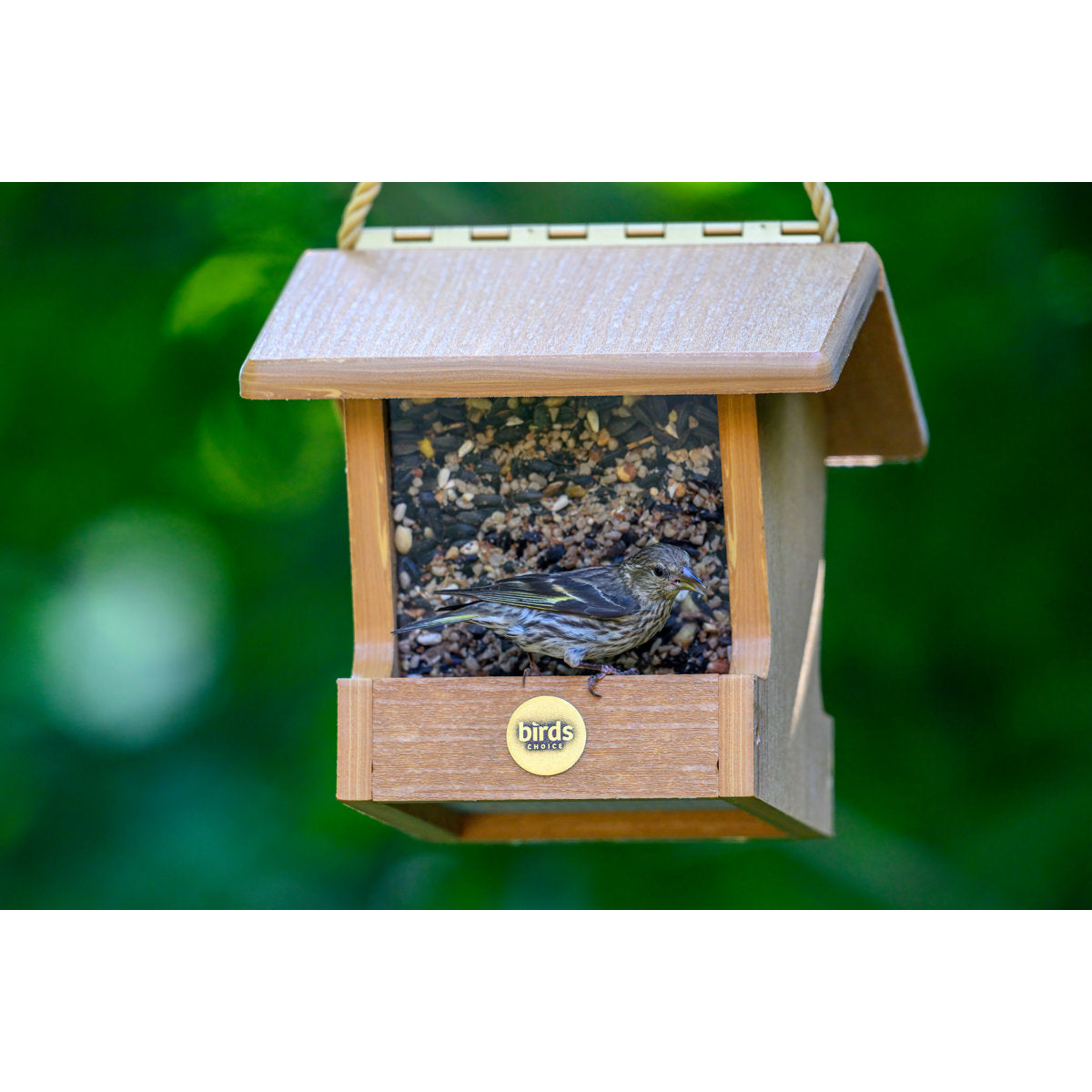 Modern Farmhouse Small Hopper Feeder in Natural Teak