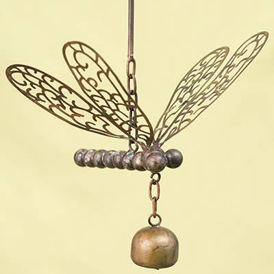 Flamed Dragonfly With Bell Ornament