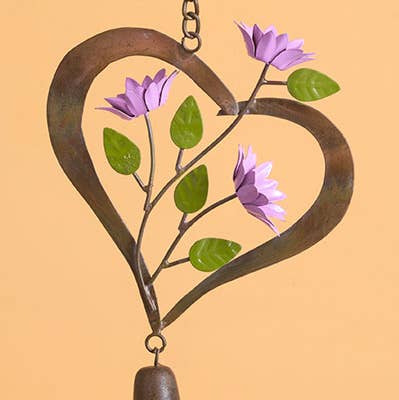 Multicolored Flowers on Heart Ornament