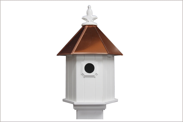 White PVC & Copper Roof Bird House