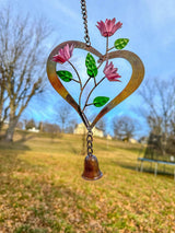 Multicolored Flowers on Heart Ornament